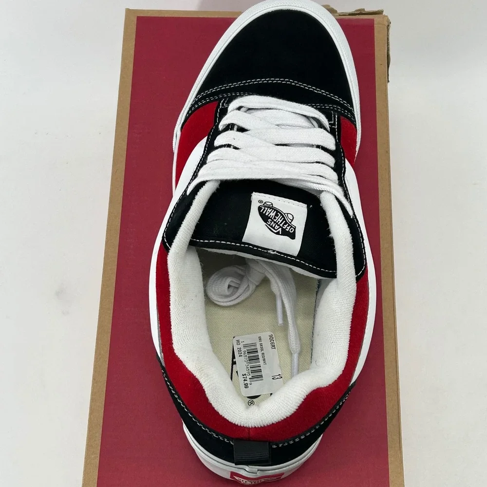 Vans Knu Skool Mens 13 Red True White Black Suede Chunky Skate Shoes New